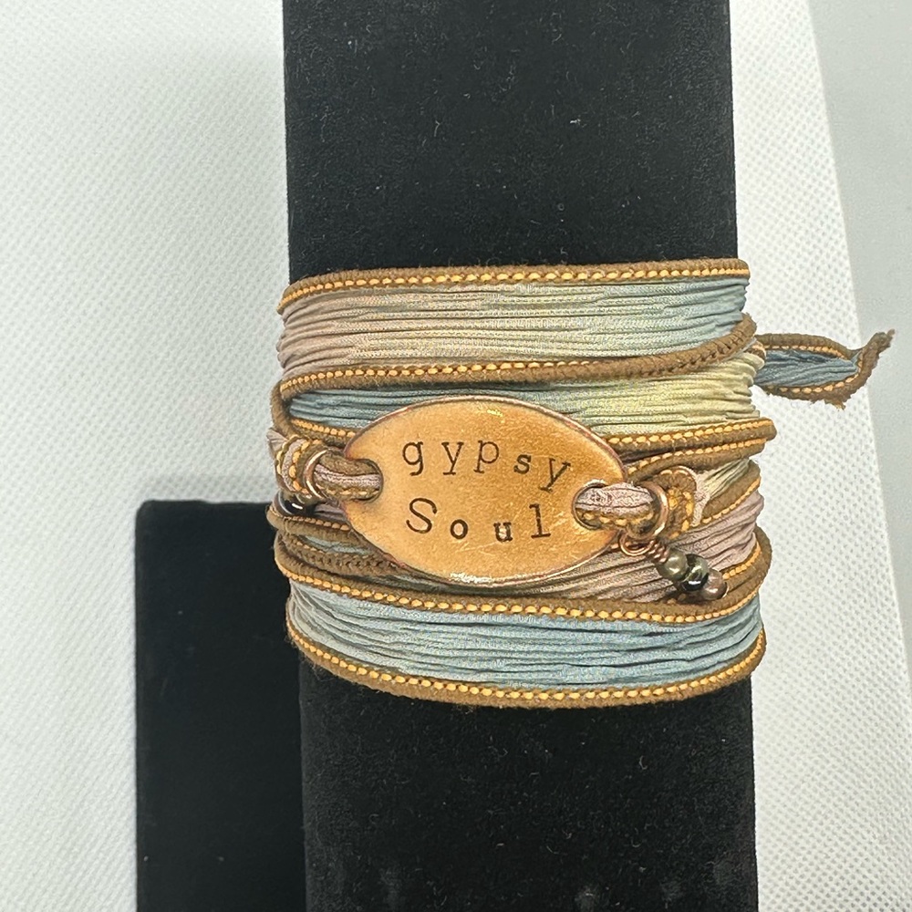 Gypsy Soul, Boho Silk Ribbon Wrap Bracelet - Picture 4 of 7